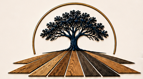 True Grain Flooring — tree over hardwood planks emblem